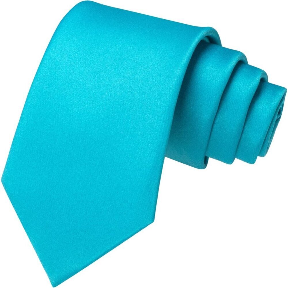 Men's Turquoise Solid Pure Color Imported Polyester Formal Neck Ties